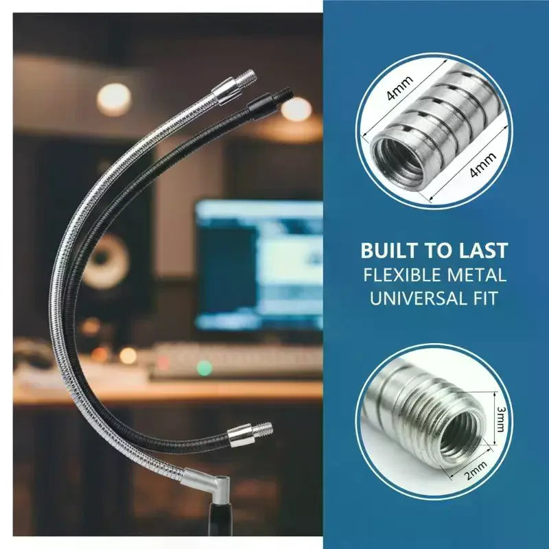LED M4 Black Silver Microphone Positioning Hose Two External Teeth Qme