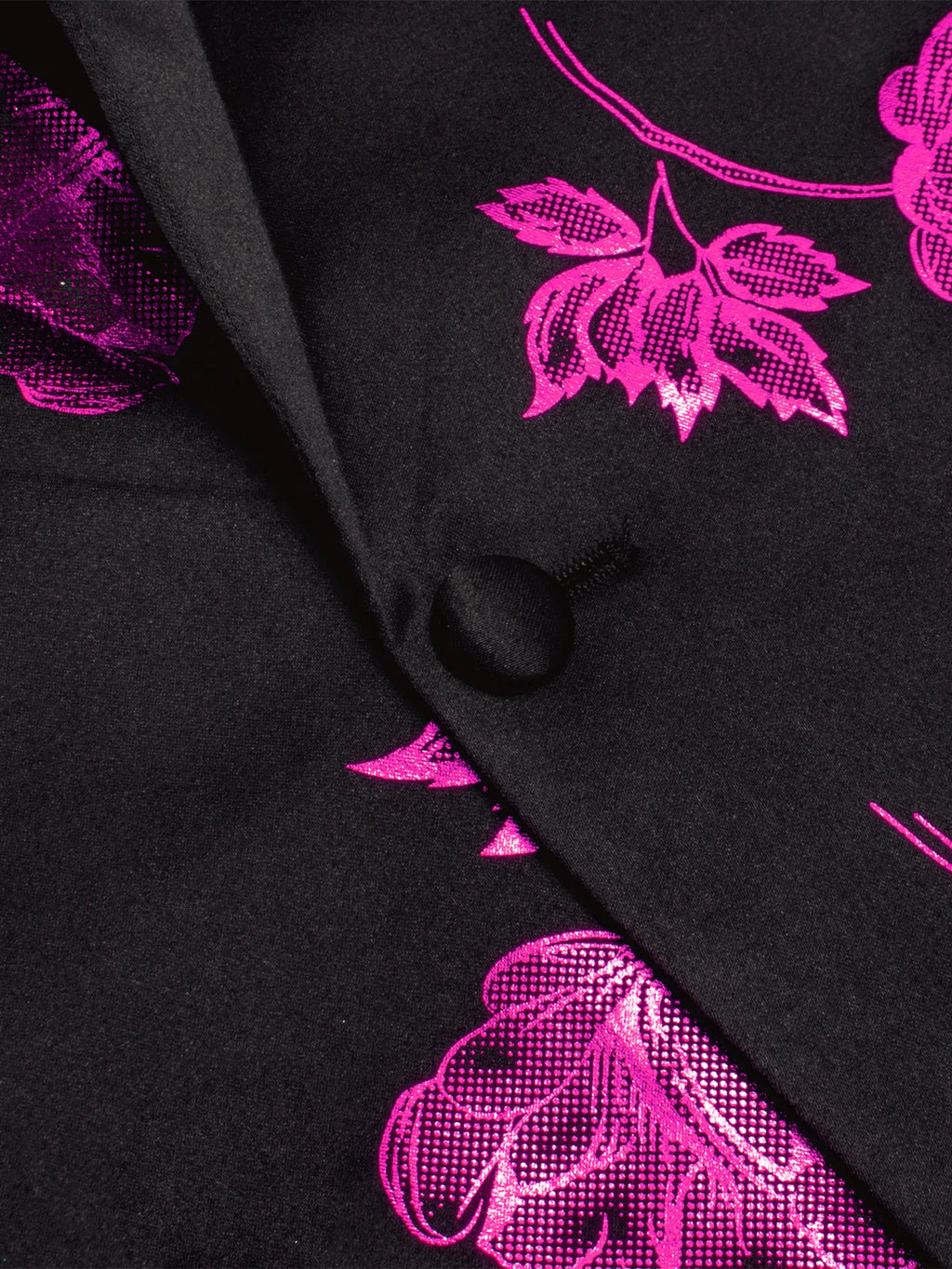 Men's Black Pink Floral Jacquard Shawl Lapel Blazer Single Breasted Qme