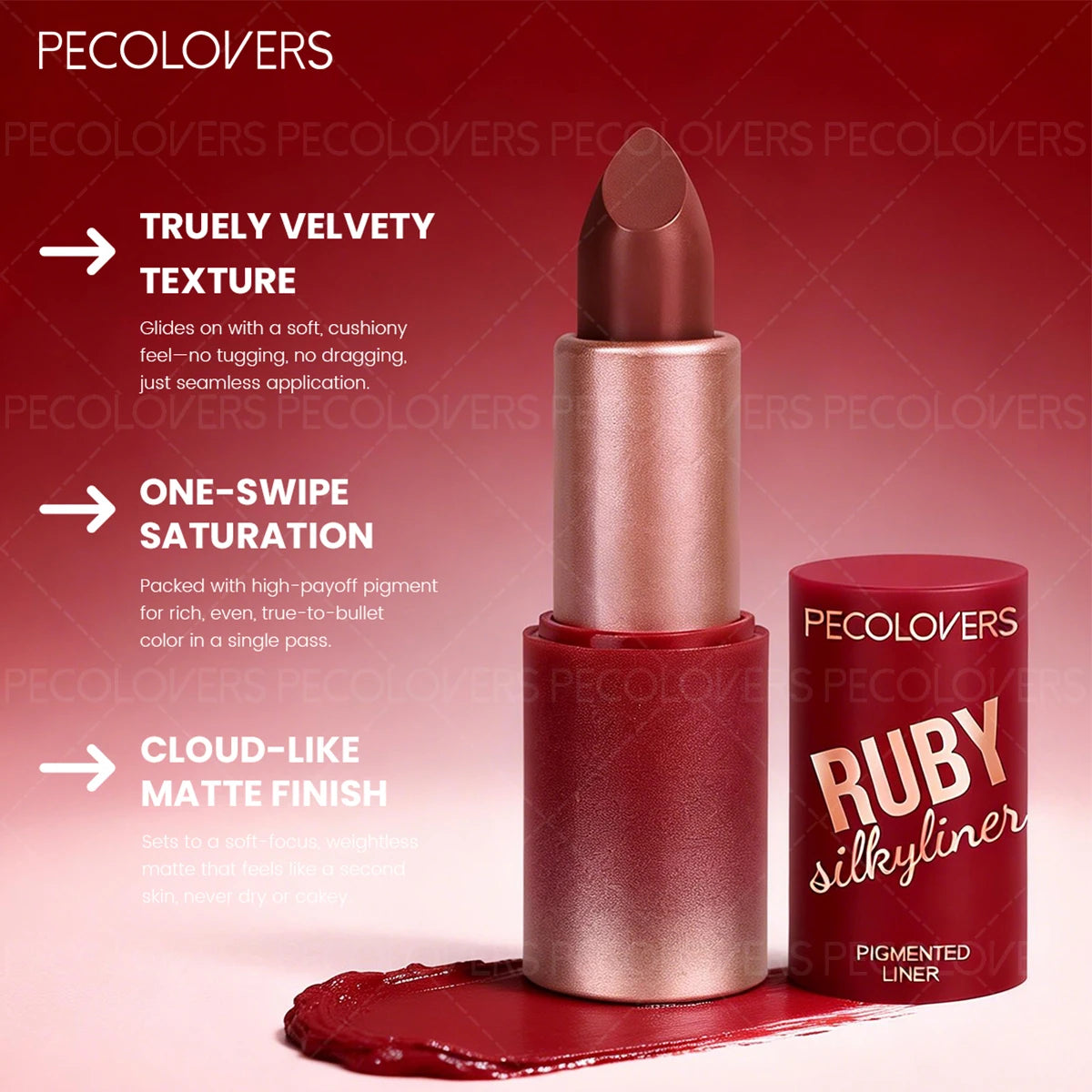Red Tube Lipstick Rendering Series Waterproof Non-drying Suitable Qme