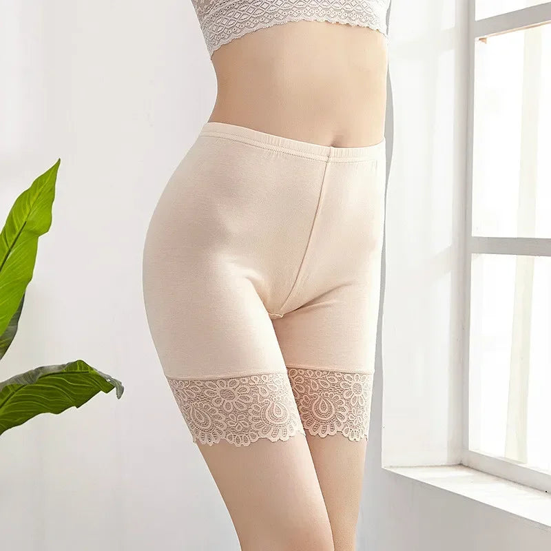 Women Big Safety Pants Soft Comfortable Modal Material Shorts Lace Qme