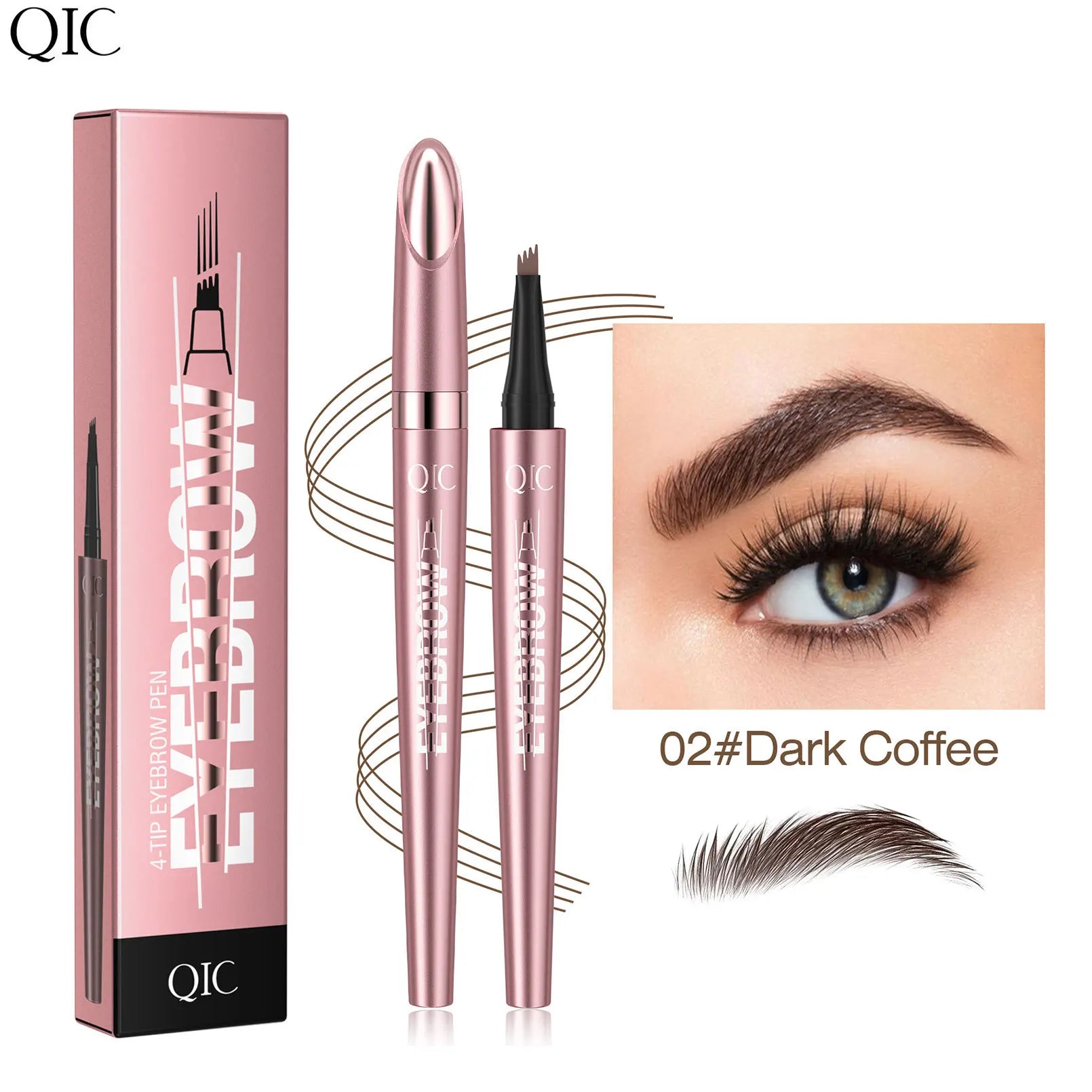 4 Point Liquid Eyebrow Pencil Waterproof Dark Brown Fork Tip Eyebrow Pencil Tattoo Fine Sketch Liquid Eyebrow Pen Makeup Tool Qme 02 Dark coffee