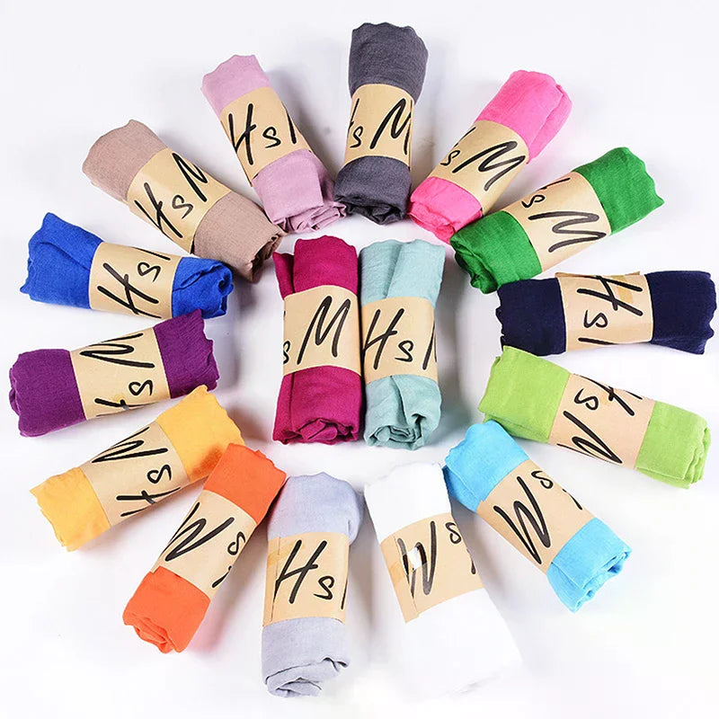 Women Native Windproof Scarf Shawls Wraps Solid Cotton Warm Scarves Qme