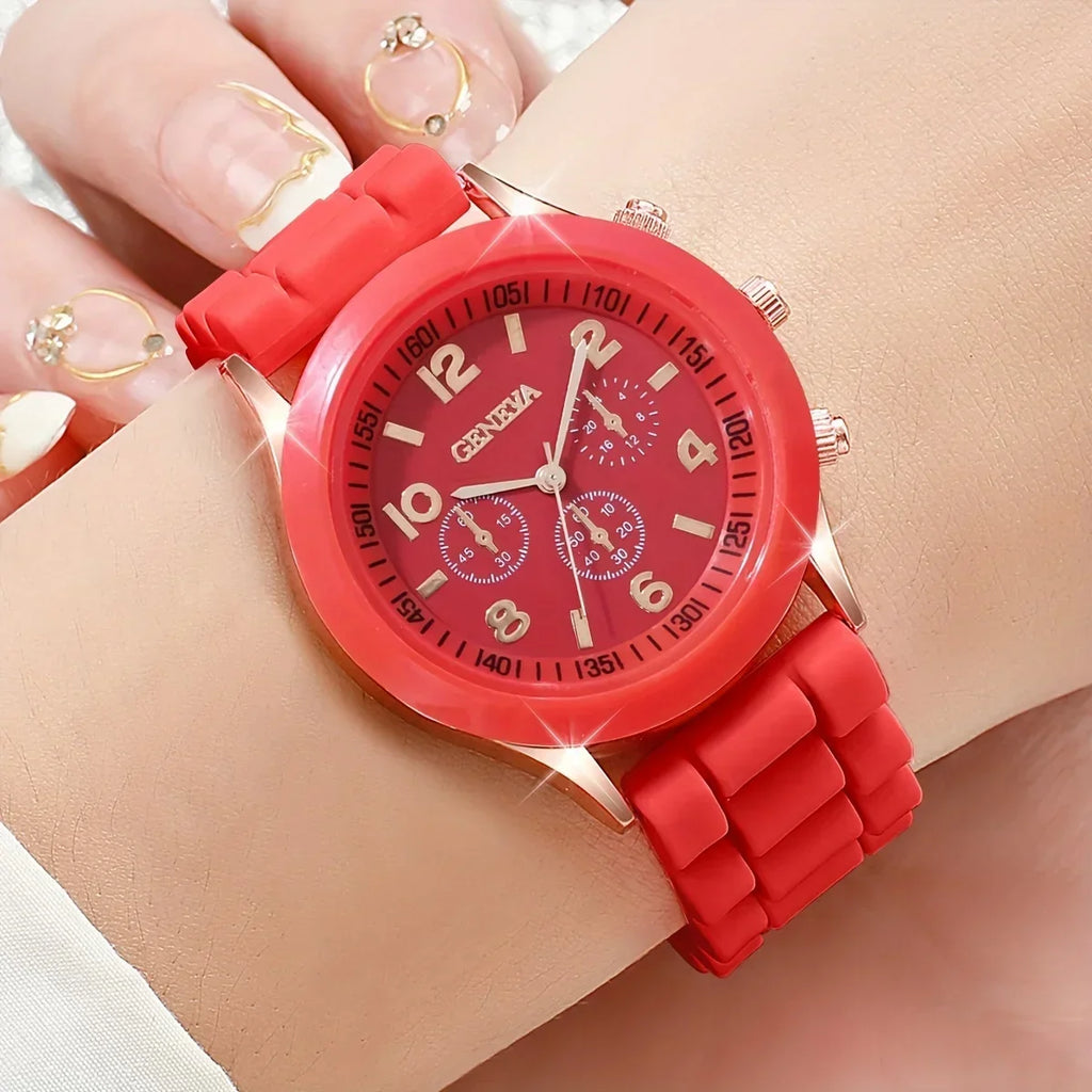 Ladies Silicone Strap Wristwatches with Three Dials and Quartz Movement - Set of 3 (Boxes Not Included) Qme