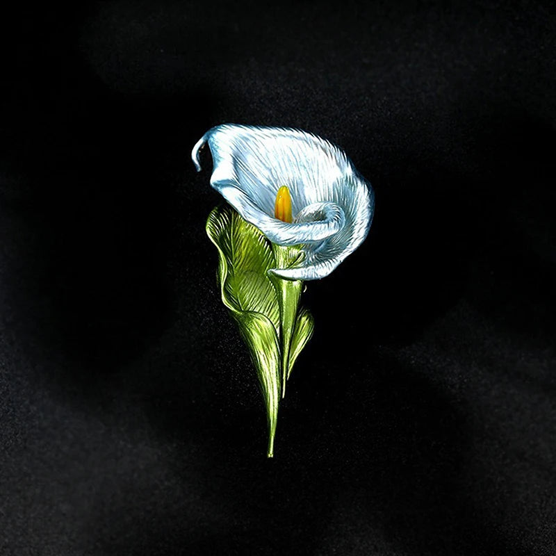 Pretty Lily Flower Brooches For Women Unisex 4-color Enamel Plants Party Office Brooch Pin Gifts Qme