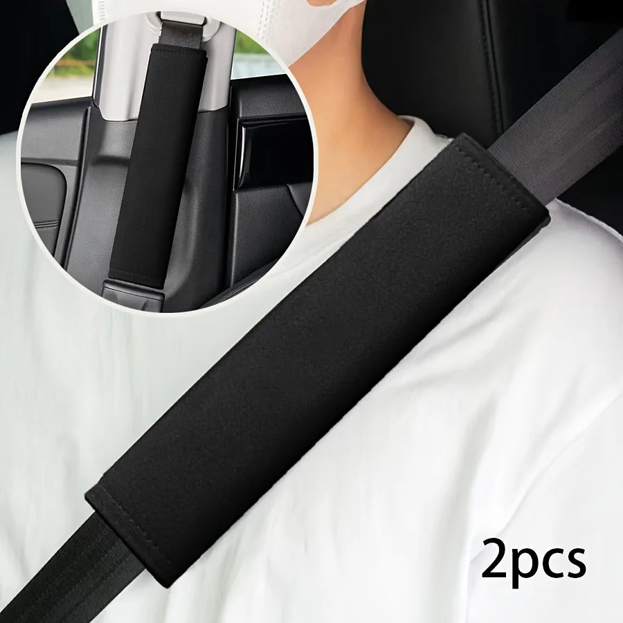 2pcs of Car Seat Belt Shoulder Pads - Soft, Cool, And Comfortable Covers to Enhance The Driving Experience, Black, Qme