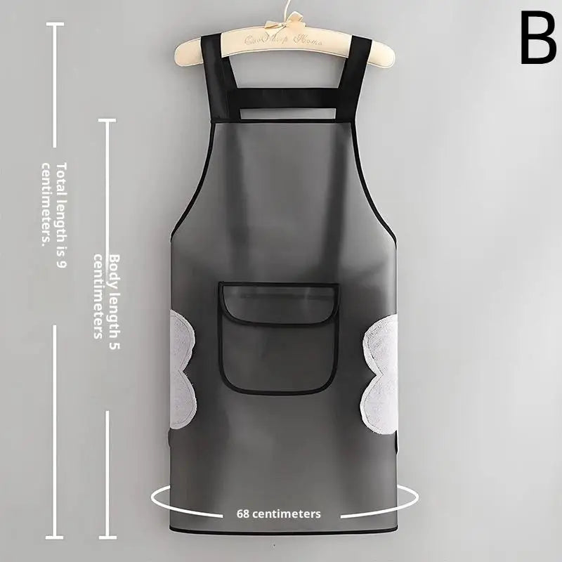 Waterproof Kitchen Apron Household TPU Oil Resistant Work Transparent Qme B