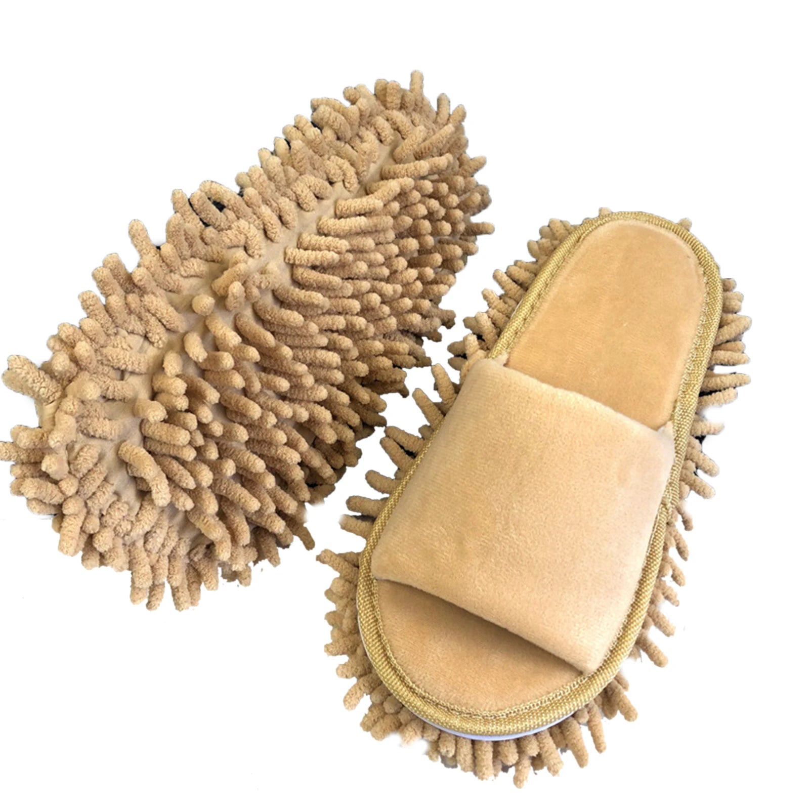 Floor Clean Socks Floor Slippers Lazy Open Toed Mop Slipper Home Use Soft Pure Color Cleaning Slipper Floor Slippers Mop Slipper Qme Beige