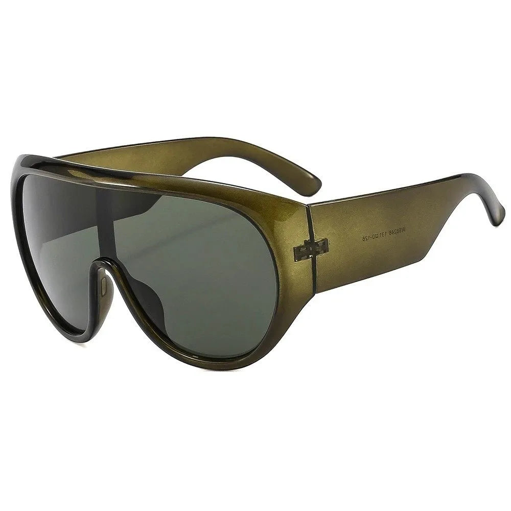 New Oversized Big Frame Sunglasses UV400 Protection Tea Color Square Sunglasses Vintage Punk Style Driving Shades Beach Qme Style B
