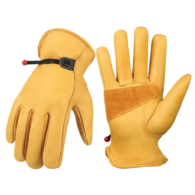 1PCS Genuine Leather Work Gloves Protective Wear-Resistant Outdoor Riding Welding Driver Gloves Qme