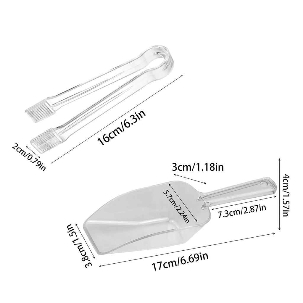Ice Tongs and Scoop Set Transparent Acrylic Ice Tongs Serving Tongs Food Clip Bread Cake Salad Wave Clamping Design Bar Supplies Qme