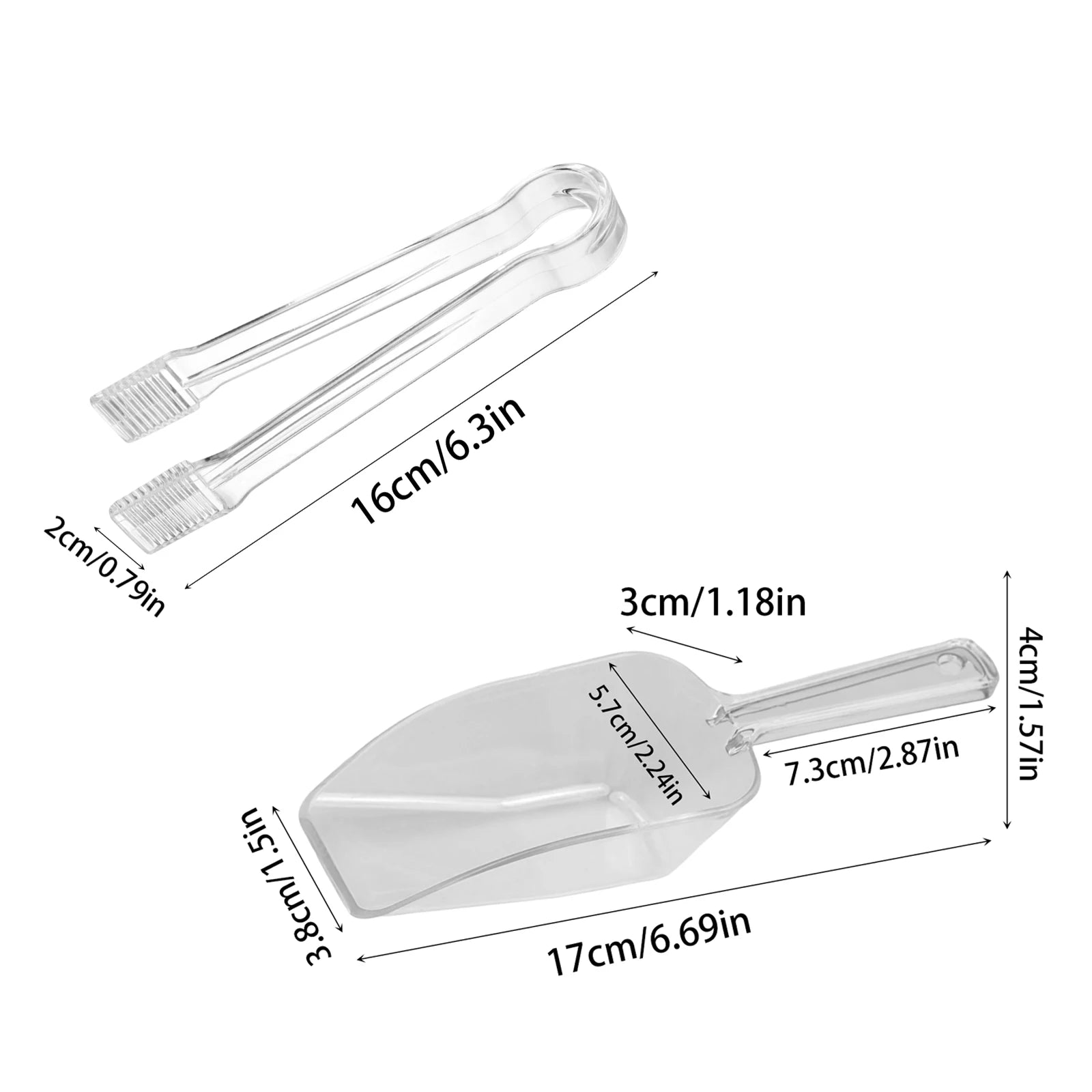 Ice Tongs and Scoop Set Transparent Acrylic Ice Tongs Serving Tongs Food Clip Bread Cake Salad Wave Clamping Design Bar Supplies Qme