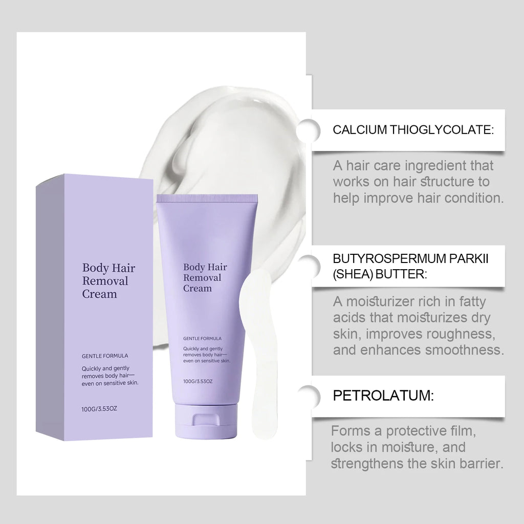Body Hair Removal Cream Painless Depilatory Cream Moisturizing Smooth Skin for Legs Arms Underarms Stomach and Bikini Line Qme