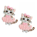 Cute Pink Bow Cat Embroidery Patch Self-adhesive Iron On Patches for Clothing Jeans Backpack DIY Sewing Apparel Sticker Qme 2pcs
