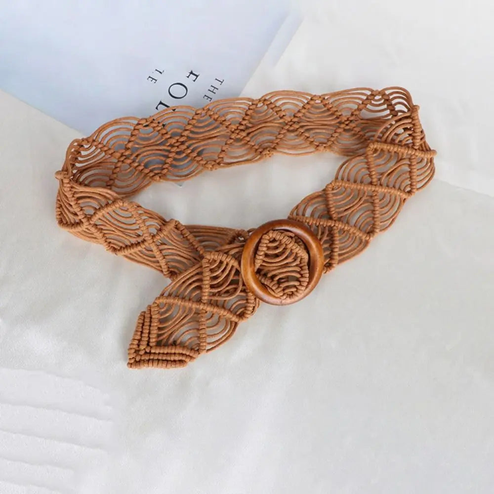 Dress Waistbands Accessories Waist Rope Beach Wax Ethnic Belts Qme camel