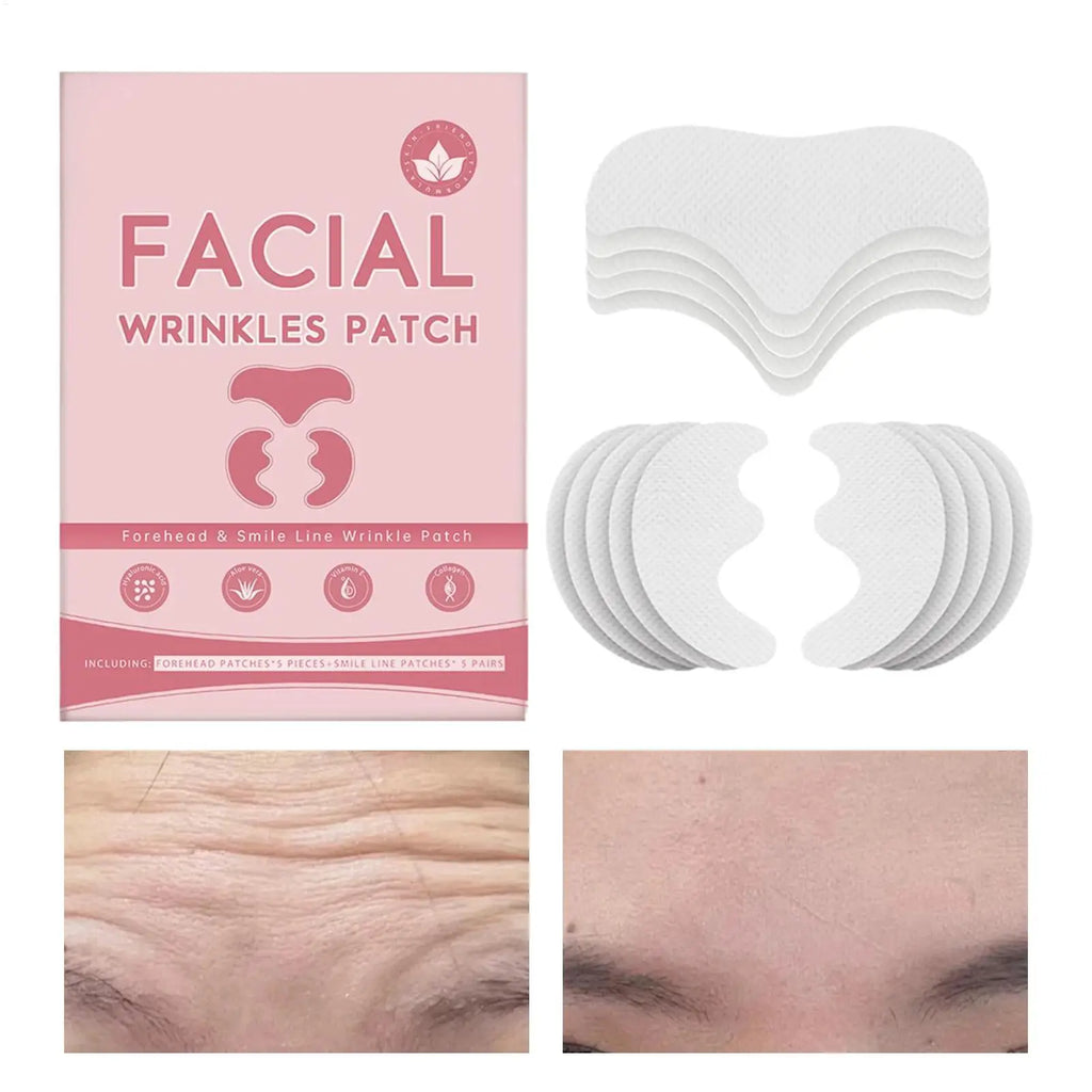 5pcs Forehead Patches 5pcs Smile Line Patches Face Lifting Firming Sticker Wrinkle Removal Patch Anti-Wrinkle Lift Up Tape Qme
