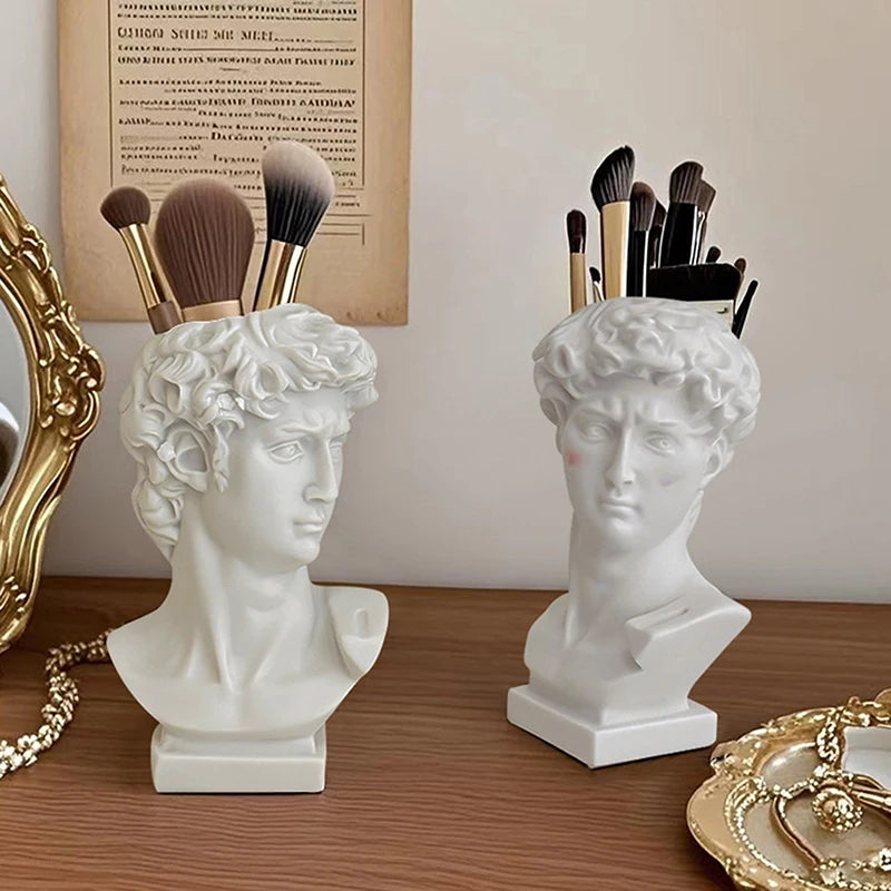 Creative Statue David Shape Brush Pot Desktop Ornaments Storage Box Qme