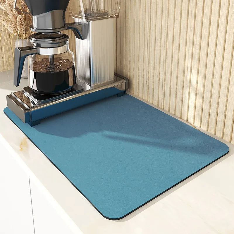 Super Absorbent Anti-slip Coffee Dish Large Kitchen Absorbent Draining Mat Drying Mat Quick Dry Bathroom Drain Pad Kitchen Tool Qme Green 40x50cm
