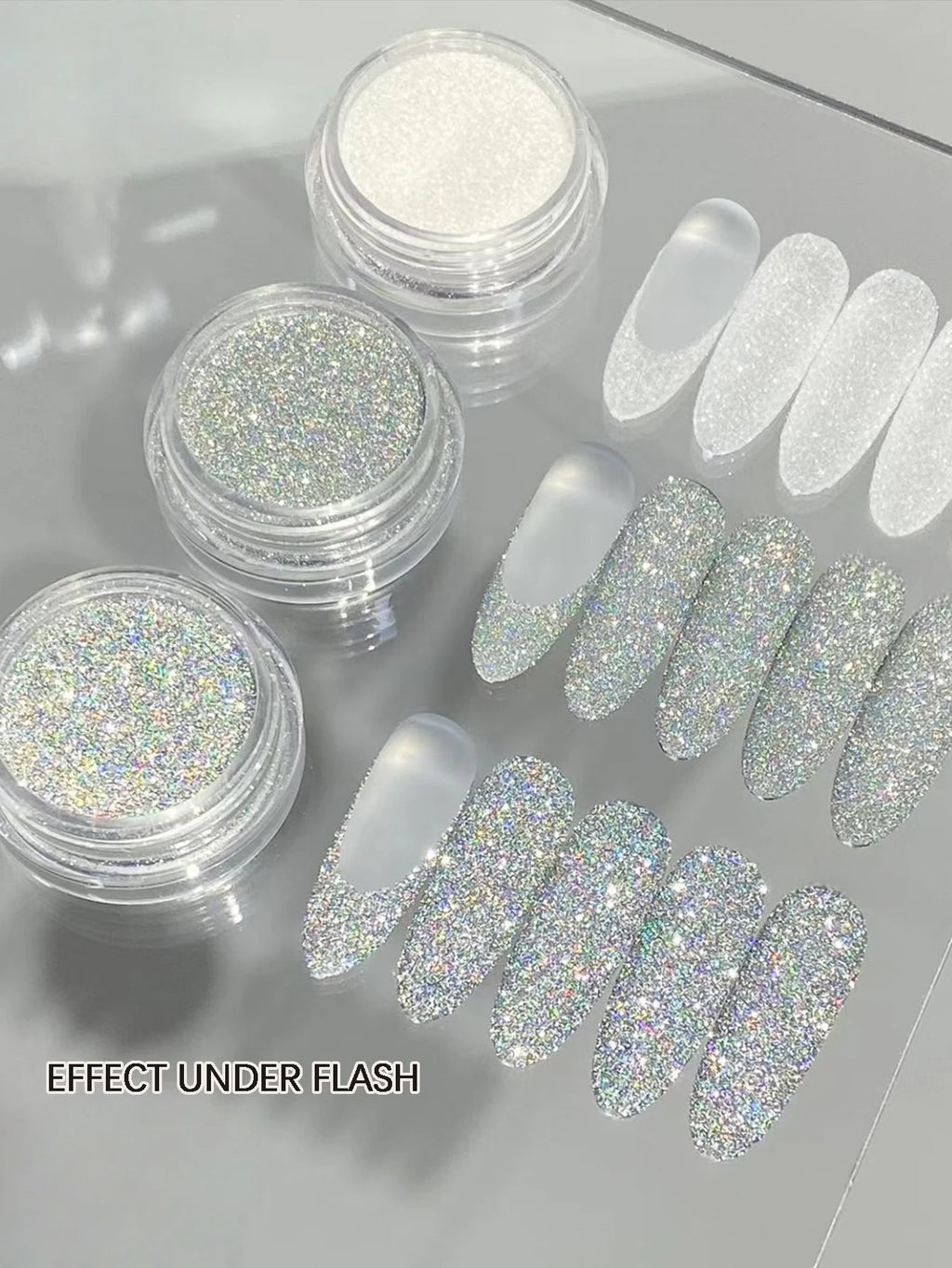 3 Rhinestone Nail Art White Colored Laser DIY Artistic Charming Qme
