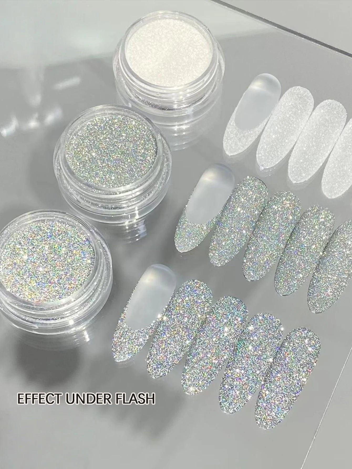 3 Rhinestone Nail Art White Colored Laser DIY Artistic Charming Qme