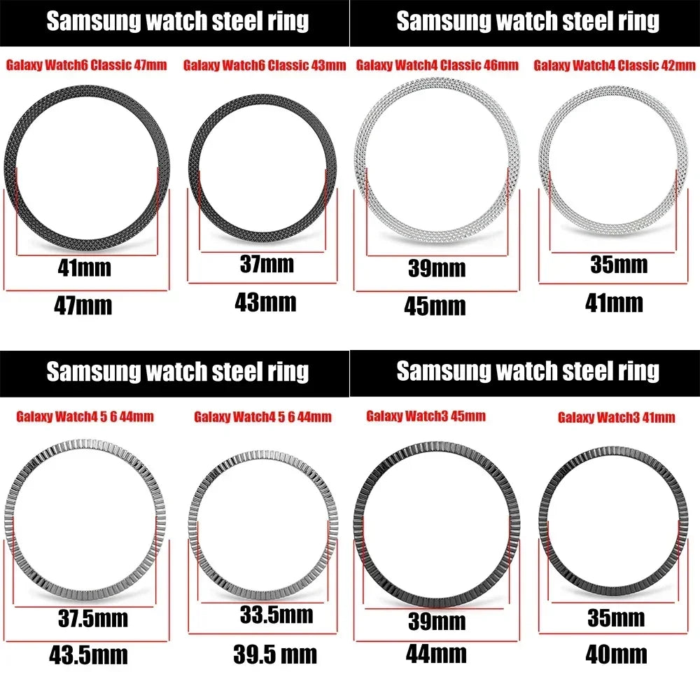 Metal Bezel for Samsung Galaxy Watch7 6 5 4 Classic 43mm 47mm 42mm 46mm 40mm 44mm Cover Ring Bumper Adhesive Case Watch3 41/45mm Qme