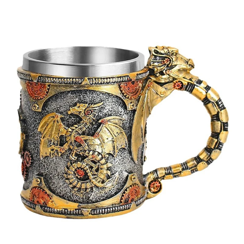 Medieval Steampunk Dragon Mug Renaissance Mechanical Dragons Beer Qme 01