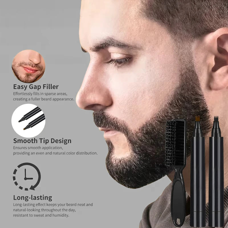 Instant Beard Filler Pen Brush Comb Disposable Waterproof Moustache Qme
