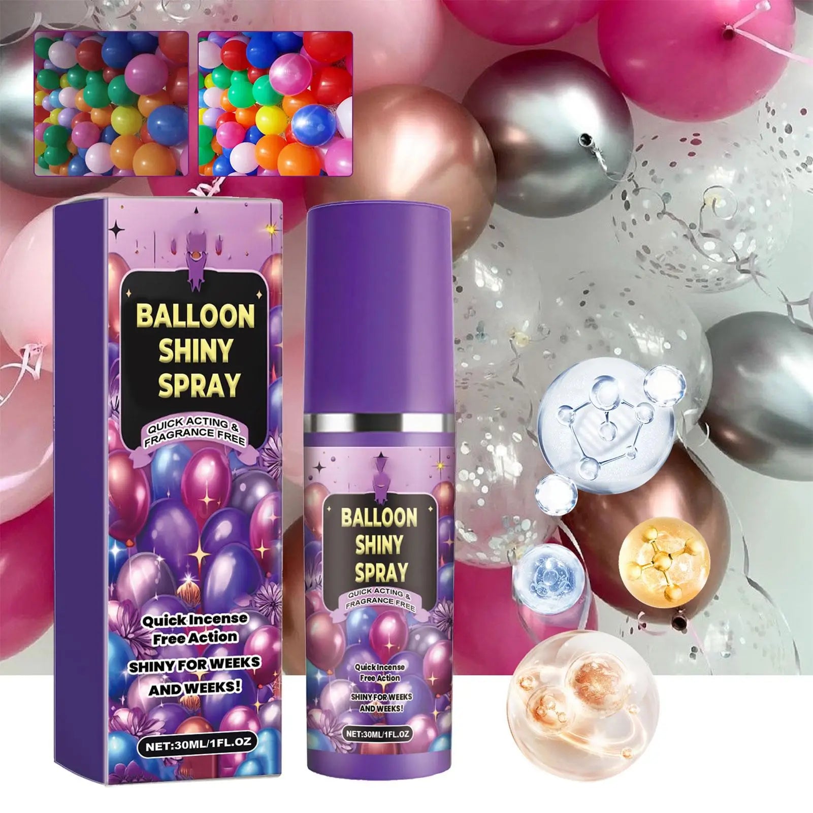 Balloon Shine Spray 30ml Balloon Glossy Spray Party Decoration Vibrant Shine for Decorations Gathering Backdrop Holiday Birthday Qme