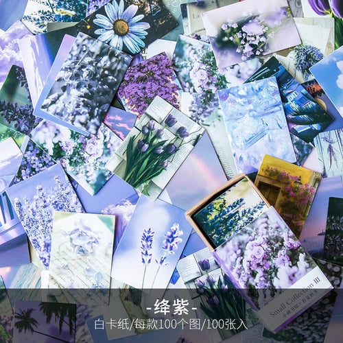100 pcs Spring summer autumn winter Kraft Paper Mini Greeting Card INS flower Postcard Letter Envelope Decoration LOMO Cards Qme G