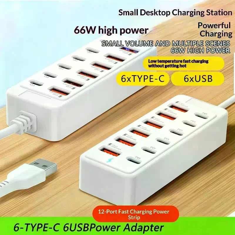 1 Power Strip Multi Port USB Charger Station Wall Desktop Adapter 6 C Qme