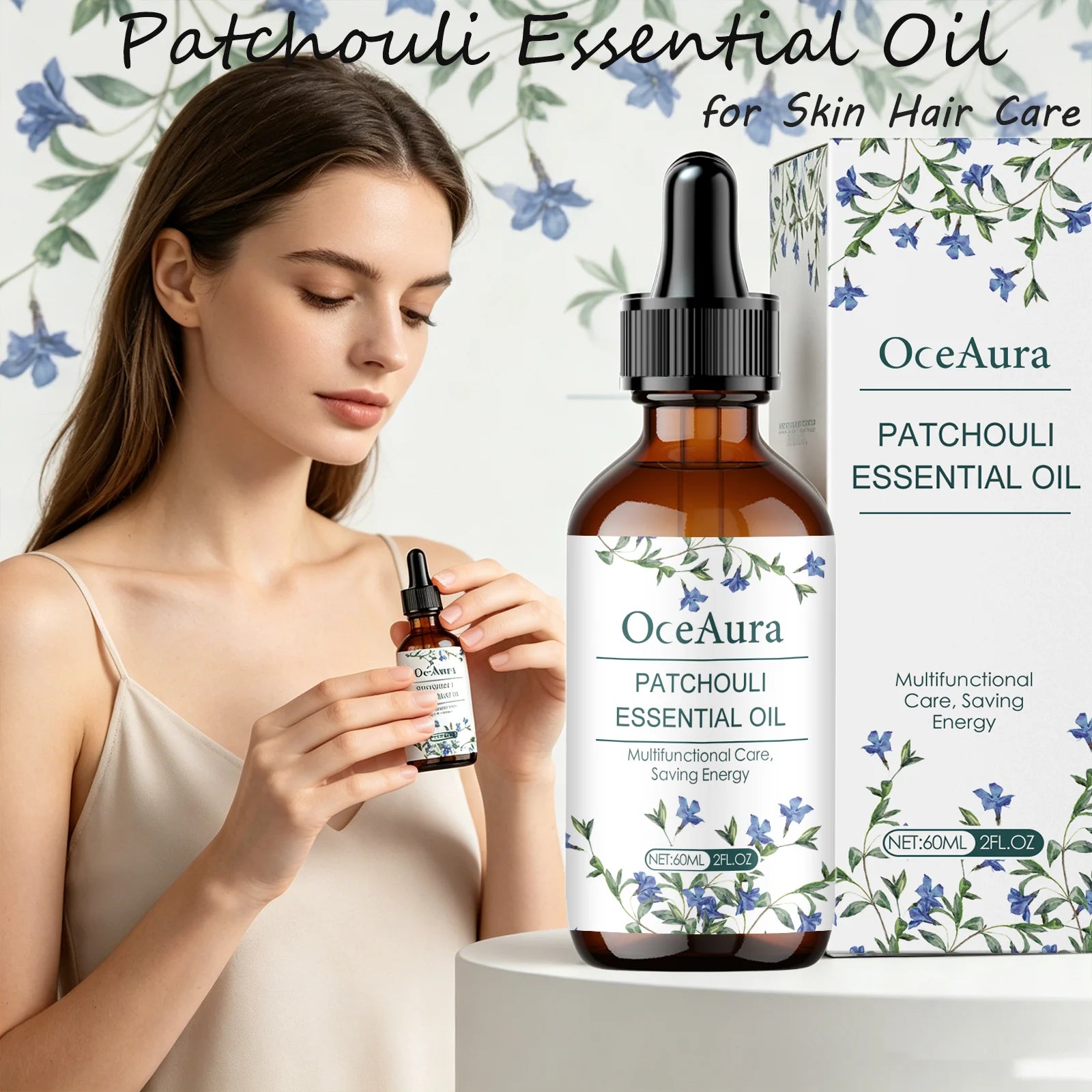 OceAura Patchouli Essential Oil for Skin Hair Care Deep Moisturizing Dryness Relieving Elasticity Boosting Gentle Body Care Oil Qme