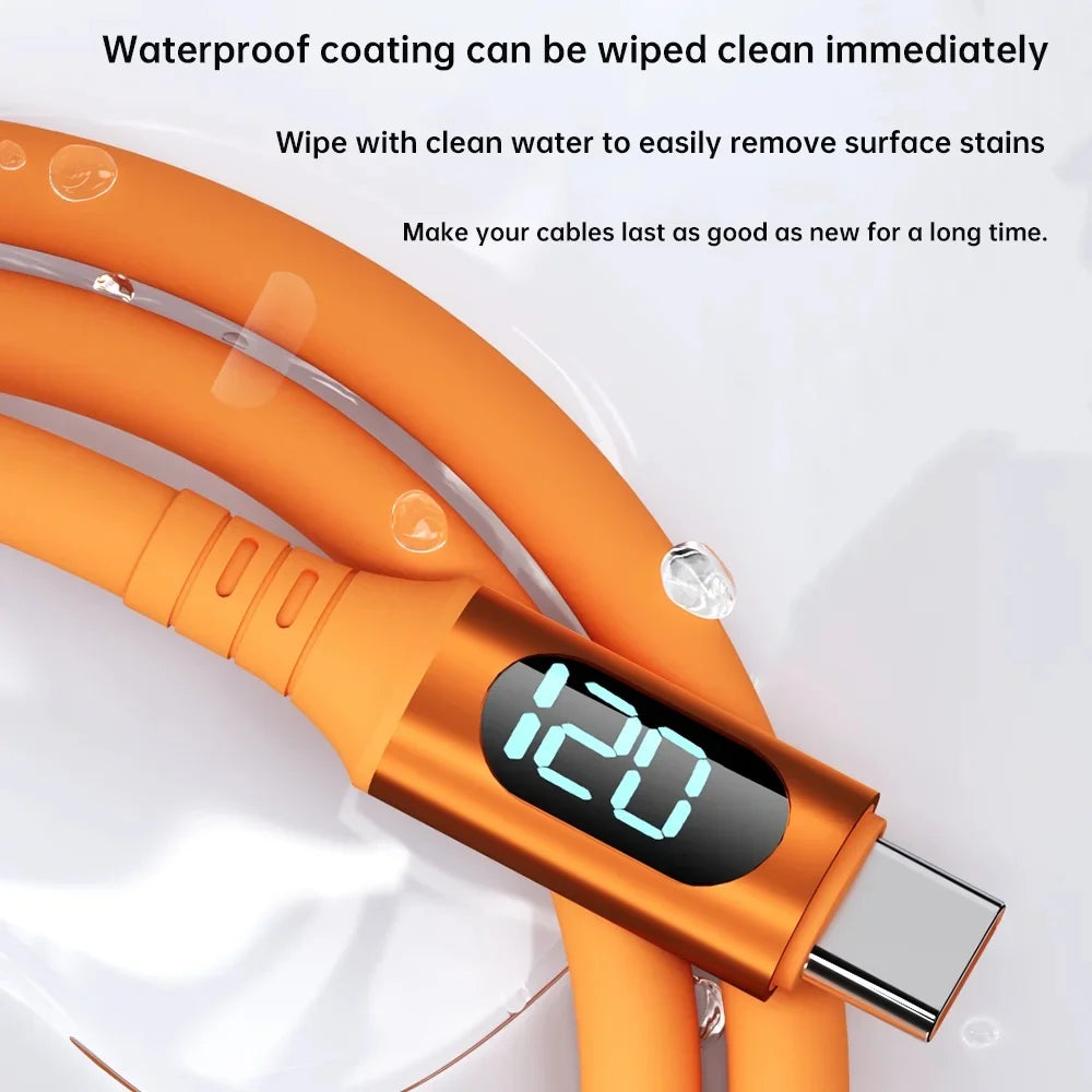 USB C To Type C 120W Data Cable Fast charging LED Digital Display Wire PD Quick Charge Cord For Samsung iPhone 17 16 Pro Xiaomi Qme