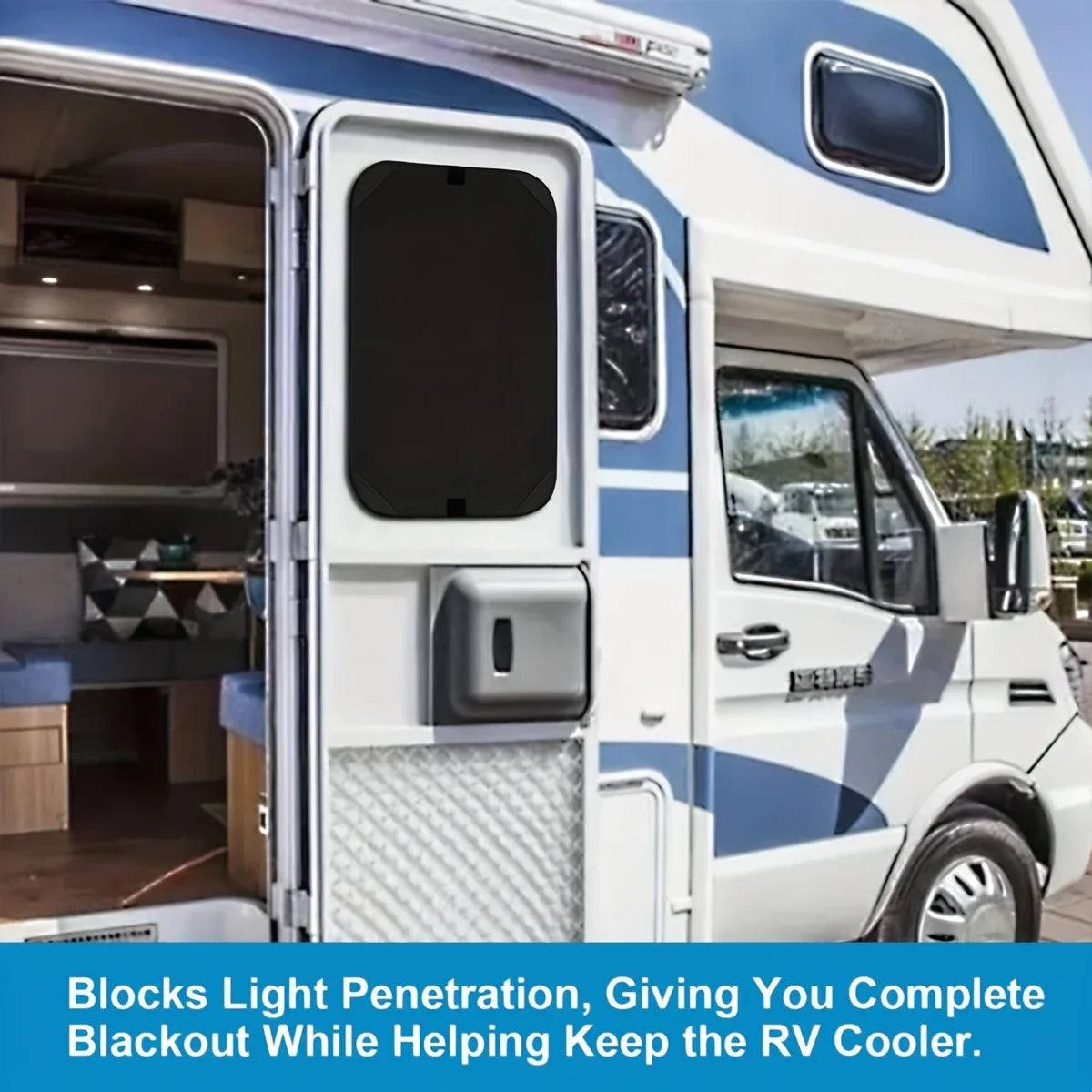 RV Door Window Shade Cover, Camper Sunshade Privacy Screen Window Cover, Travel Trailer Motorhome Sun Shade Accessories Qme
