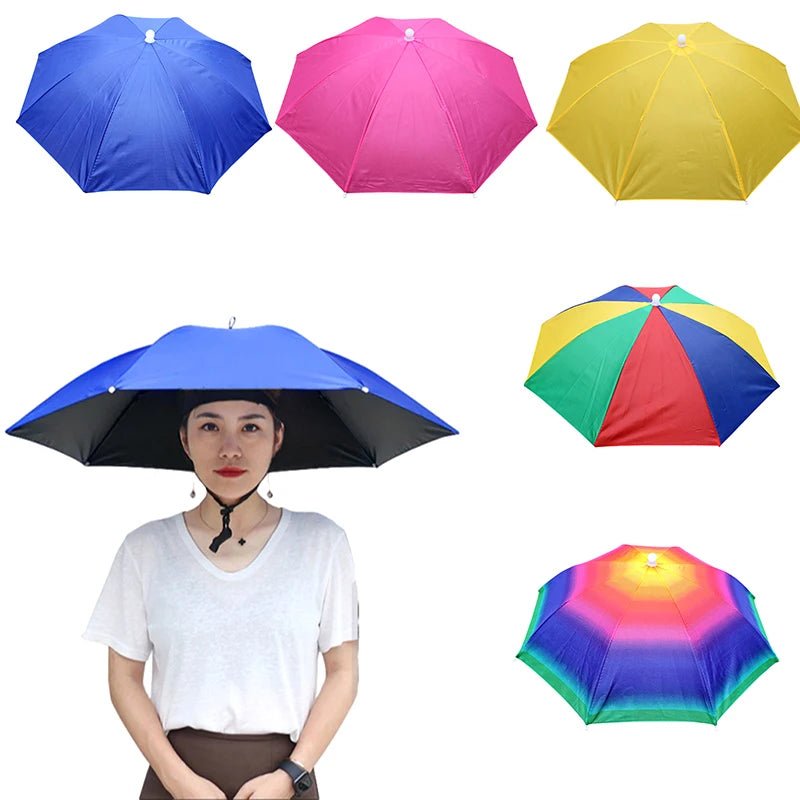 Anti-rain Headwear Brolly Cap Head Umbrella Elastic Band Waterproof Qme