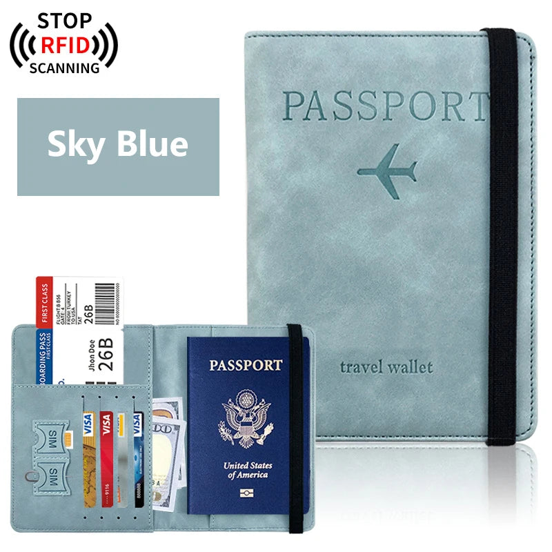Passport Holder Travel Essentials Wallet Cover Case Accessories Book Qme Sky Blue