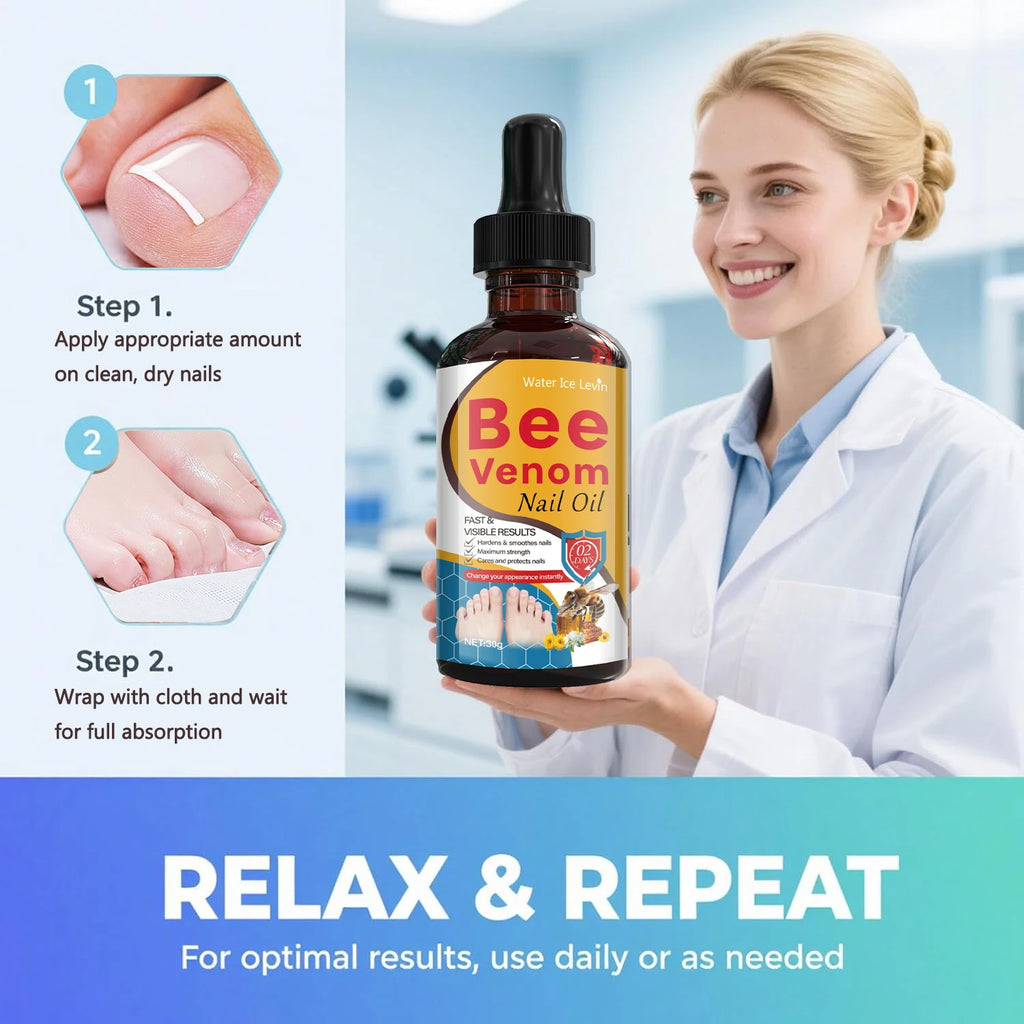Bee Venom Nail Oil with Salicylic Acid - Fast Visible Results to Harden, Smooth & Strengthen Nails. Maximum Strength Care Qme
