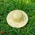 Cute Adjustable Pet Woven Hat Dog Decorative Hat Photo Prop Dog Cat Sunshade Cap Run Straw Hat For Small Dog Puppy Cat Qme M