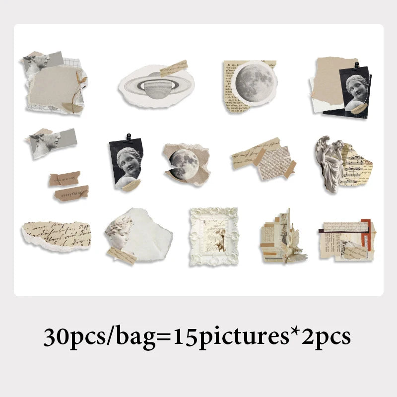 Retro Literary Journal Sticker Pack, Junk Journal Base Decor Stickers, Border Embellishments for Gift Wrapping Decoration Qme A