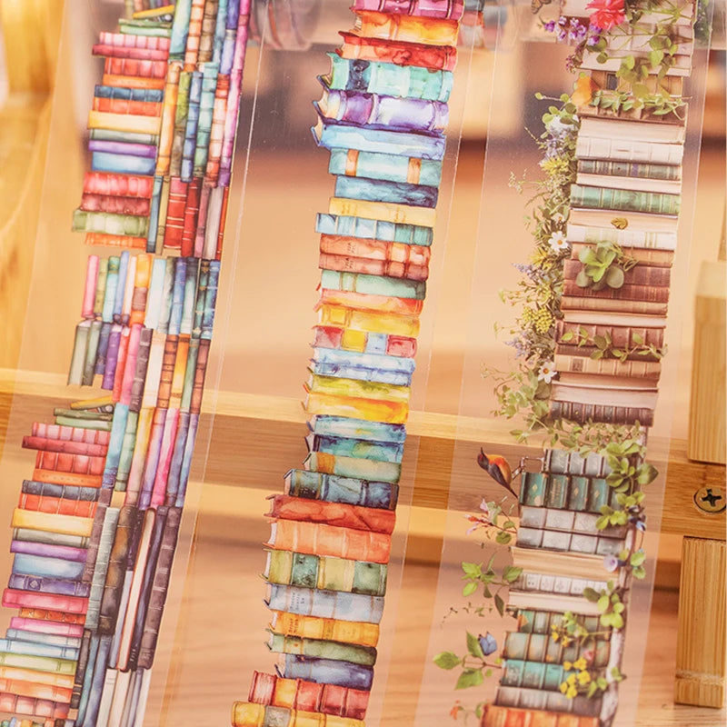 Tape 50mm*2m Book Sea Reading Scenic PET Tape Manual Stationery DIY Handmade & Scrapbook Journaling Decorative Washi Tape Qme