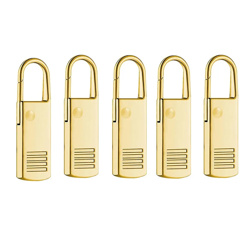Zipper Slider Puller Instant Zipper Repair Kit Replacement For Broken Buckle Travel Bag Suitcase Zipper Head DIY Sewing Craft Qme 5PCS Gold