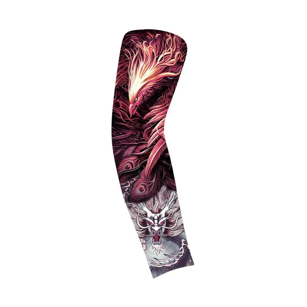 Summer Ice Silk Tattoo Sleeves Arts Temporary Fake Slip On Tattoo Arm Sleeves Sports Sunscreen Sleeves Cycling Driving Fishing Qme D