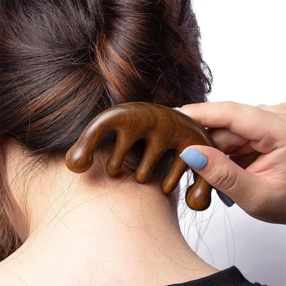 Natural Sandalwood Deer Antler Five Paws Massage Comb Meridians Dredging Scalp Facial Massage Comb Gifts For Family And Friends Qme