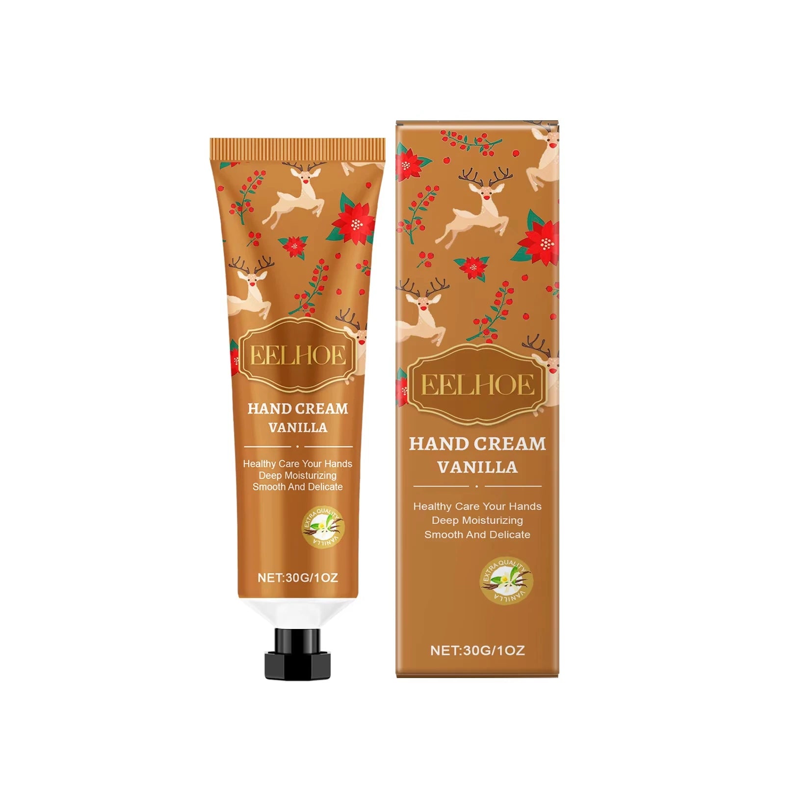 Christmas Hand Cream Moisturizing Refreshing Hand Cream for Dry Cracked Skin Nourishing Anti-Drying Smooth Winter Hydration 30g Qme Vanilla