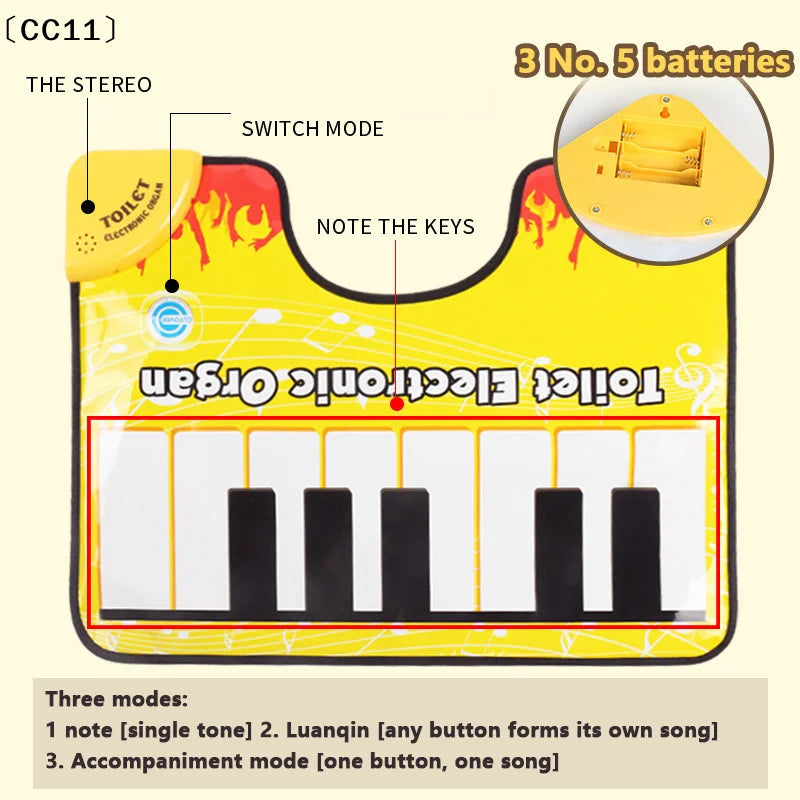 Toilet Piano Music Carpet Potty Sounding Rug Creative Bathroom Fun Qme