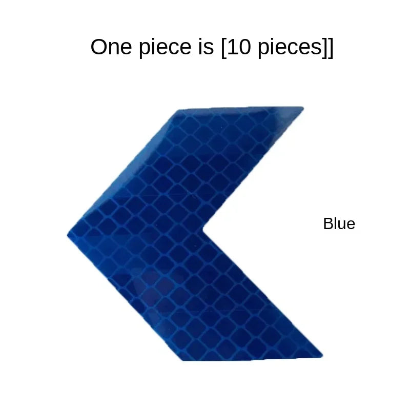 10pcsCar Electric Motorcycle Body Decoration Modified Arrow Reflective Stickers Diamond Warning Stickers Qme Blue