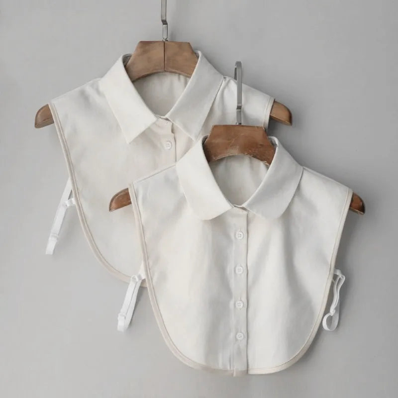One Fake Shirt Collar Elegant Detachable Button-up Layered Outfit Qme