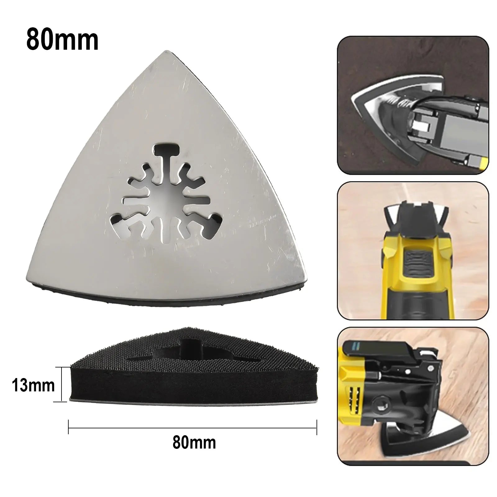 80x80mm Triangular Multitool Sanding Pad Hook /Loop Grinding Triangle Oscillating Sandpaper Multi-Tool Oscillating Tool Qme