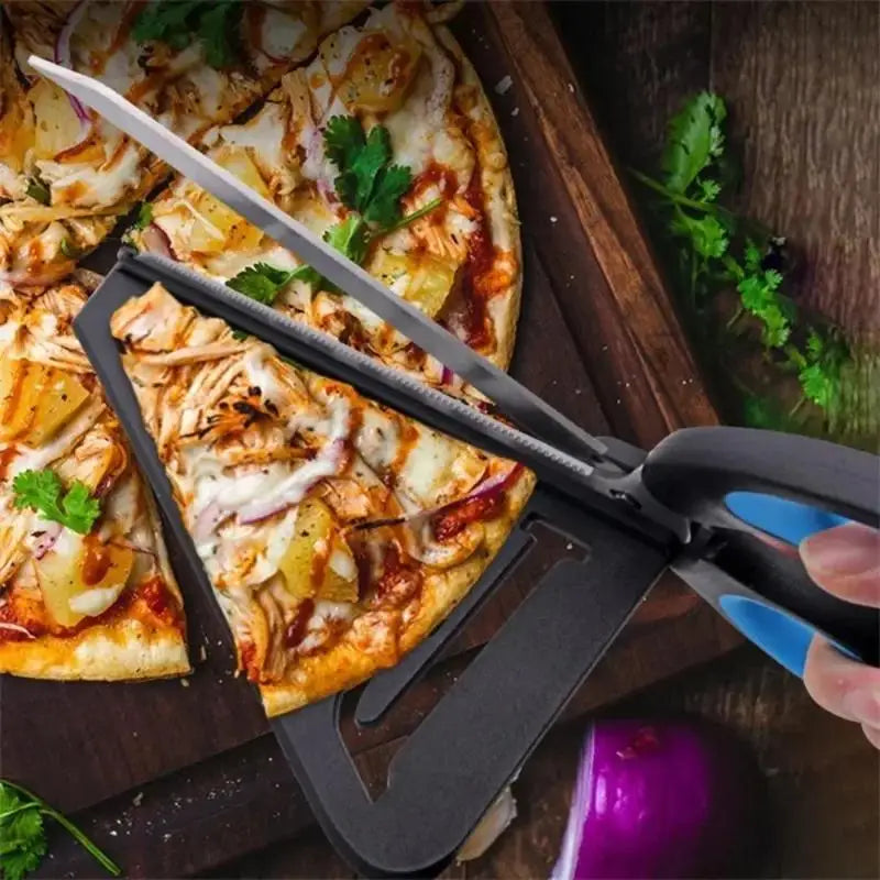Pizza Scissors Knife Pizza Cutting Tool Stainless Steel Pizza Cutter Slicer Baking Tool Multi-Functional With Detachable Spatula Qme
