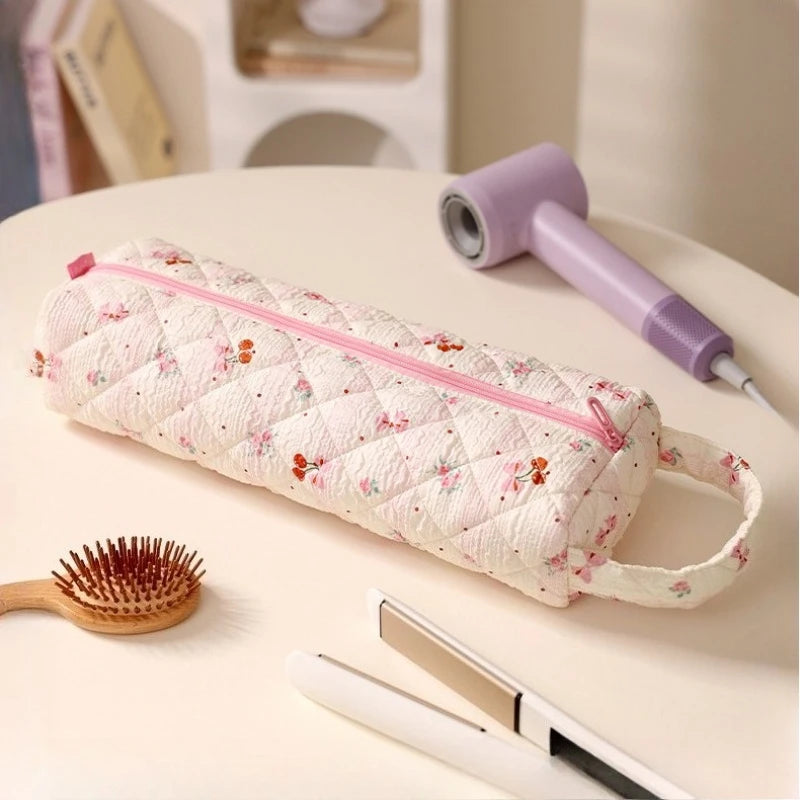 A Storage Bag Large Capacity Polyester Material Portable Wear-resistant Portable Drum Hair Dryer Bag Floral Storage Bag Qme