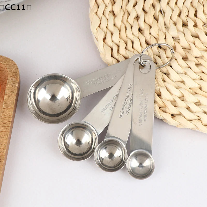 1 Stainless Steel Measuring Spoon Scale Ruler Egg Beater Kitchen Qme