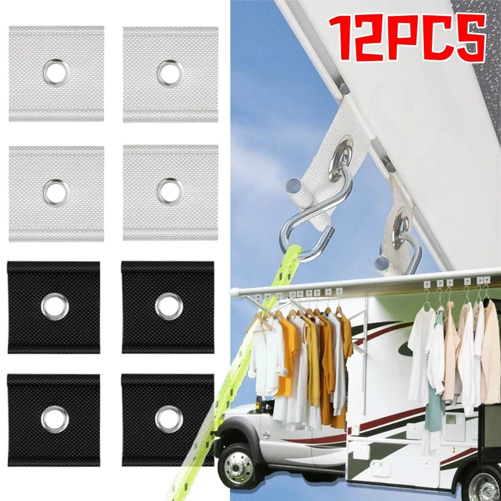 6-12PCS RV Camping Awning Hooks Clips Stainless Steel Sunshade Rail Hook RV Tent Hangers Sunshade Hook Clips Camper accessories Qme